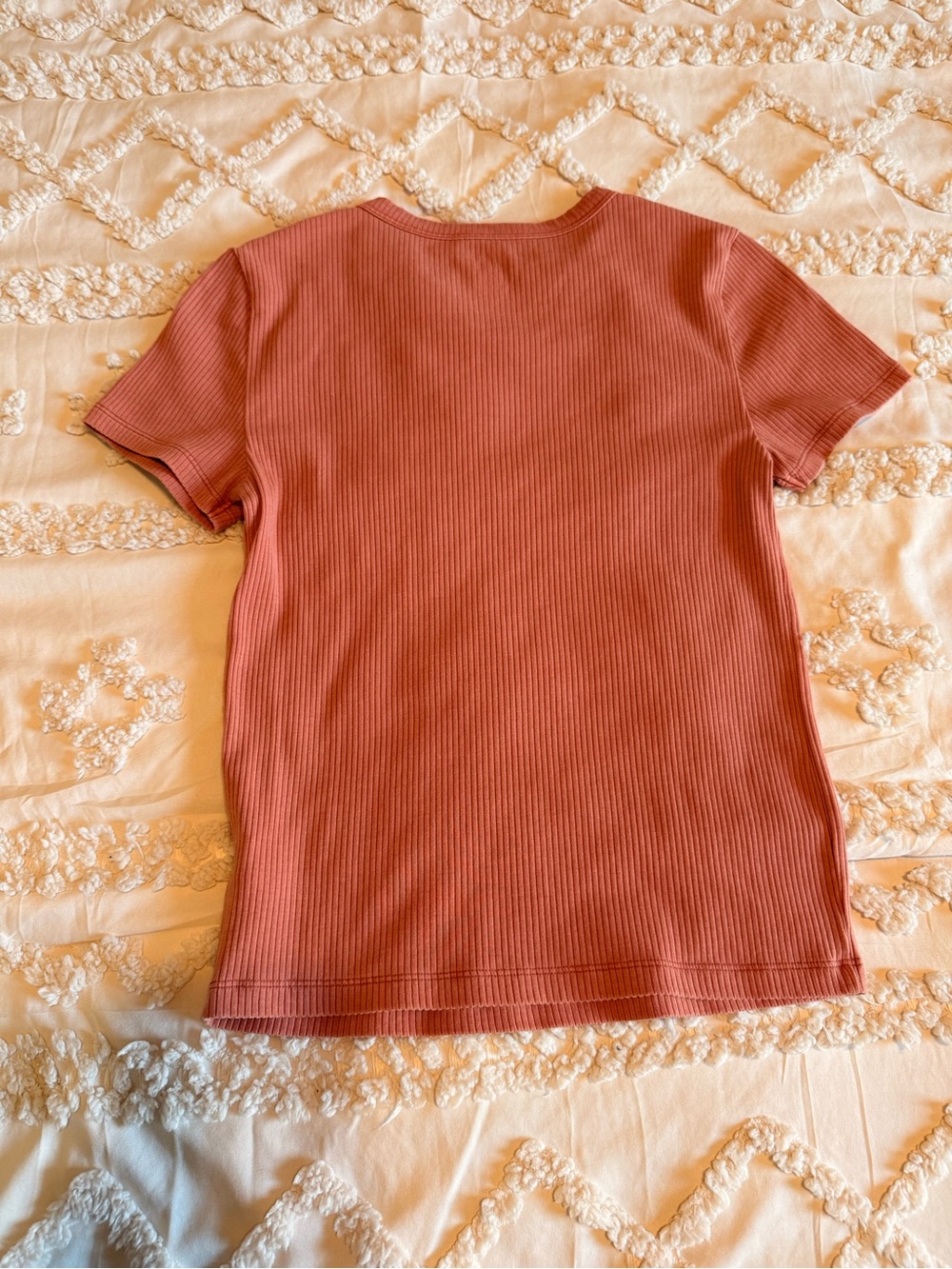 American Eagle Ribbed Crew Neck Tee Dusty Rose Pink Small - Picture 2 of 5